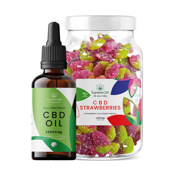 CBD Oil 100ml (12000mg) & Large CBD Gummies Bundle