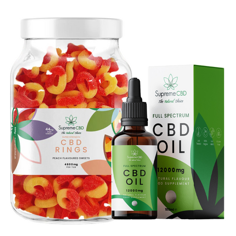 Supreme CBD 100ml CBD Oil 12000mg Bundle & Free 4800mg Peach Rings