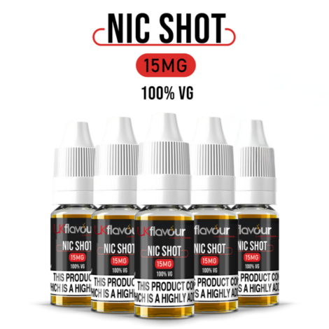 UK Flavour 15mg Nicotine Shots 100% VG (Full pack of 10)