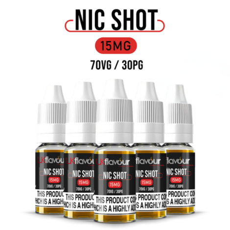 UK Flavour 15mg Nicotine Shots 70VG/30PG (Full pack of 10)