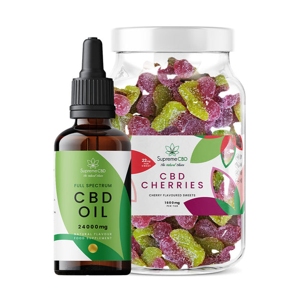 Supreme CBD Oil 100ml 24000mg & Large CBD Gummies Bundle | CBD Gift Set