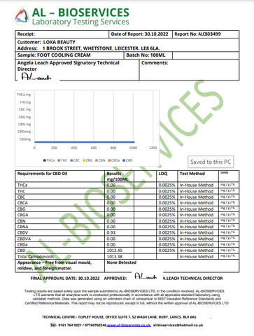 Loxa Beauty 1000mg CBD Foot Cooling Cream - 100ml