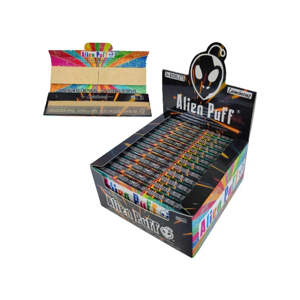 Alien Puff Glow in the Dark Pack, Kingsize Brown Rolling Papers & Tips (HP2211)