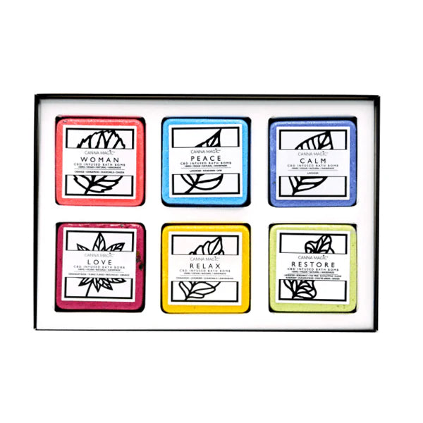 Canna Magic 100mg CBD Infused Bath Bombs Womens Gift Set - 6 Pieces