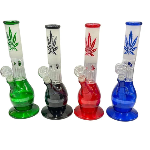 30cm Percolator Leaf Print Glass Bong AC-195 (SM-2371)
