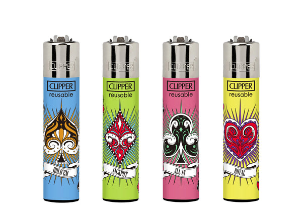 48 Clippers D48 CP11RH Classic Flint Poker Games 4 Lighters - CL3A1834UKH