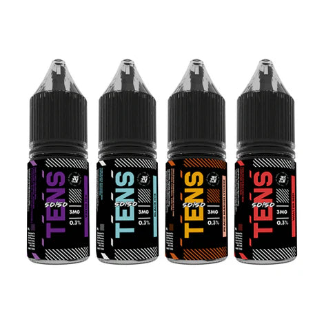 50vg/50pg vape juice 3mg TENS 50/50 E-Liquid 10ml (Full Box of 10)