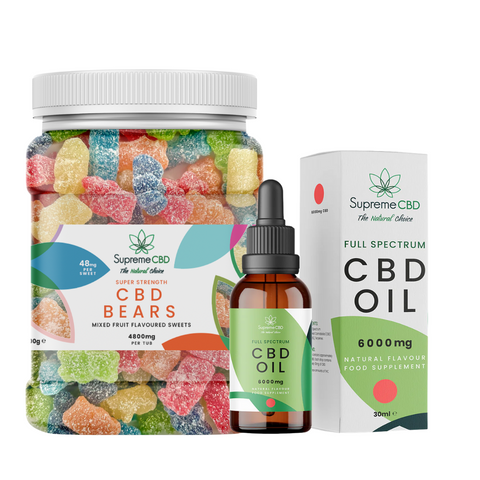 EXCLUSIVE: Super Strength CBD Bundle: 6000mg CBD Oil with FREE 4800mg Gummies