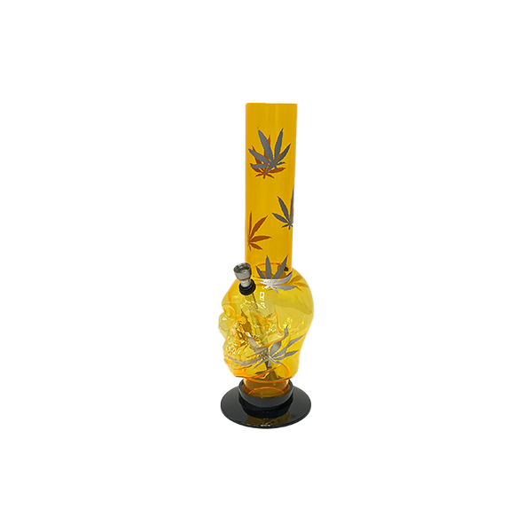 14" Leaf Print Skull Design Acrylic Bong - FAP-15 (GS2075)