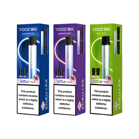 20mg Yooz Mini Rechargeable Device & Vape Pods x2 600 Puffs (BUY 5 GET 1 FREE)