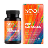 Sool CBD capsules bottle and packaging on a white background