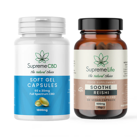Stress Relief Capsule Bundle - 1800mg CBD Capules with FREE Reishi Capsules