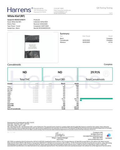 Premium White CBG Kief | 29% Total Cannabinoids | USA-GROWN