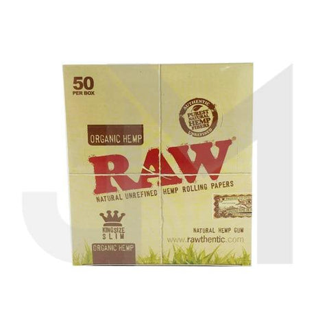 50 Raw Organic Hemp King Size Slim Rolling Papers