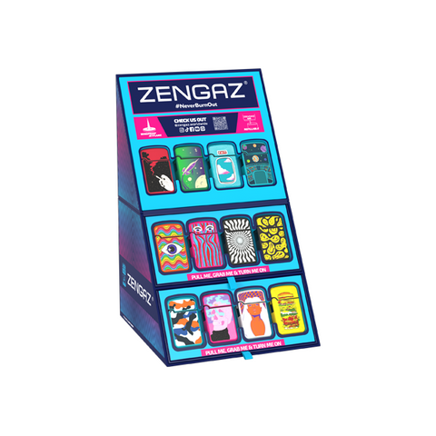 Zengaz Cube ZL-12 Royal Jet (EU-S6) - Jet Flame Lighters Bundle + 48 Lighters with Cube display stand