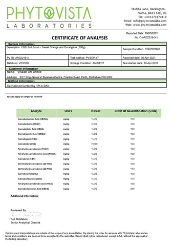 Voyager 250mg CBD Sweet Orange & Eucalyptus Body Scrub - 250g