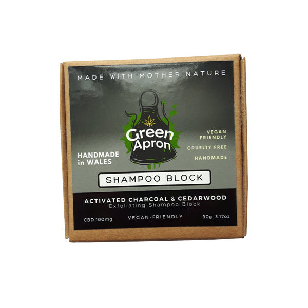 Green Apron 100mg CBD Charcoal & Cedarwood Shampoo Block