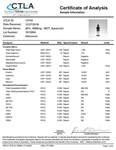 Naturecan 40% 4000mg CBD Broad Spectrum MCT Oil 10ml